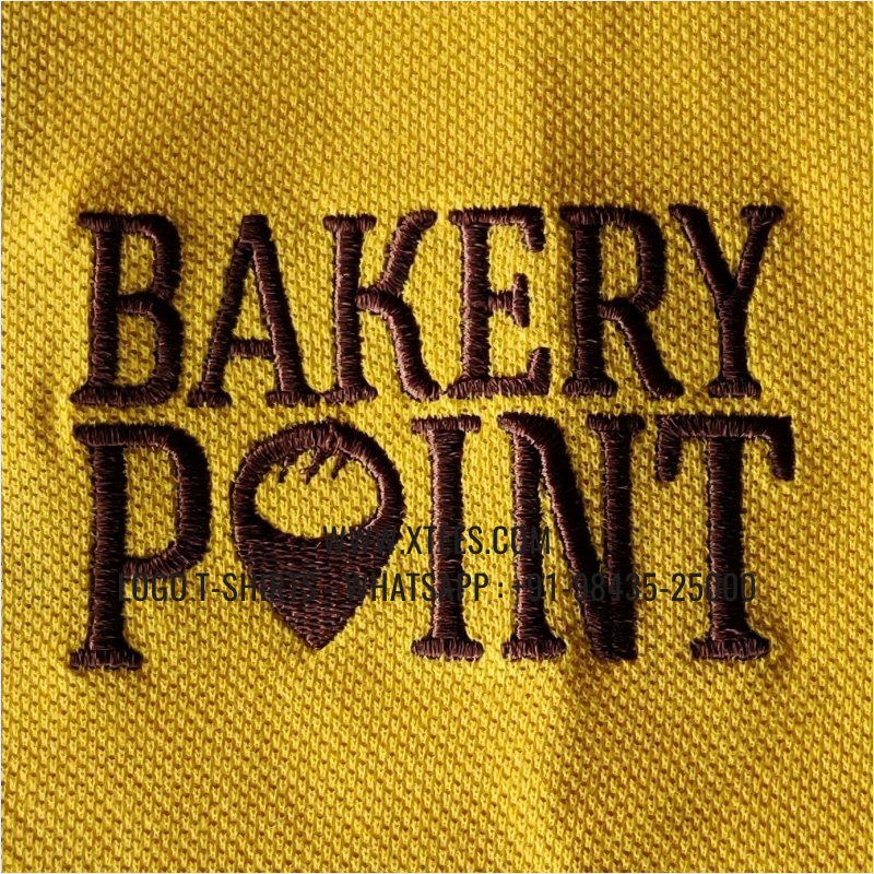 Bakery Uniform T-Shirt | Collar Polo T-Shirt | 100% Cotton | 240 GSM Thick Pique Airtex Fabric | New Yellow | Logo Embroidery