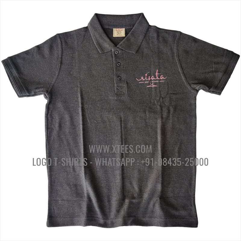 Bakery Uniform T-Shirt | Collar Polo T-Shirt | 100% Cotton | 240 GSM Thick Pique Airtex Fabric | Black | Logo Print