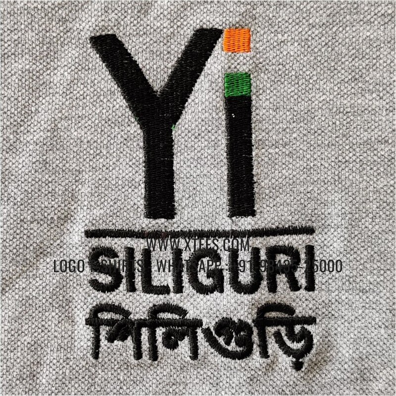 Young Indians T-Shirt | Collar Polo T-Shirt | 100% Cotton | 240 GSM Thick Pique Airtex Fabric | Grey Melange | Logo Embroidery