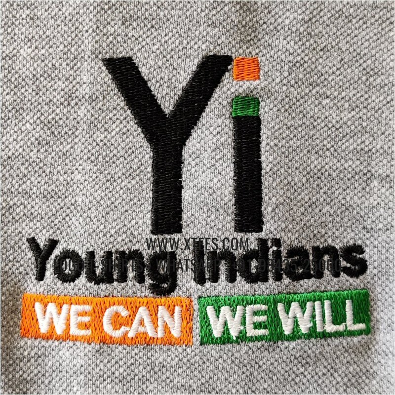 Young Indians T-Shirt | Collar Polo T-Shirt | 100% Cotton | 240 GSM Thick Pique Airtex Fabric | Grey Melange | Logo Embroidery