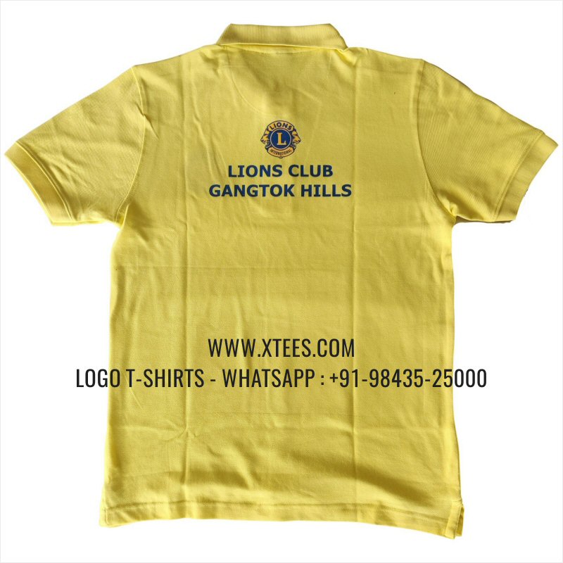 Lions Club T-Shirt | Collar Polo T-Shirt | 100% Cotton | 240 GSM Thick Pique Airtex Fabric | Yellow | Logo Embroidery