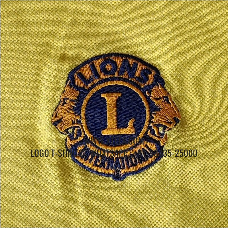 Lions Club T-Shirt | Collar Polo T-Shirt | 100% Cotton | 240 GSM Thick Pique Airtex Fabric | Yellow | Logo Embroidery