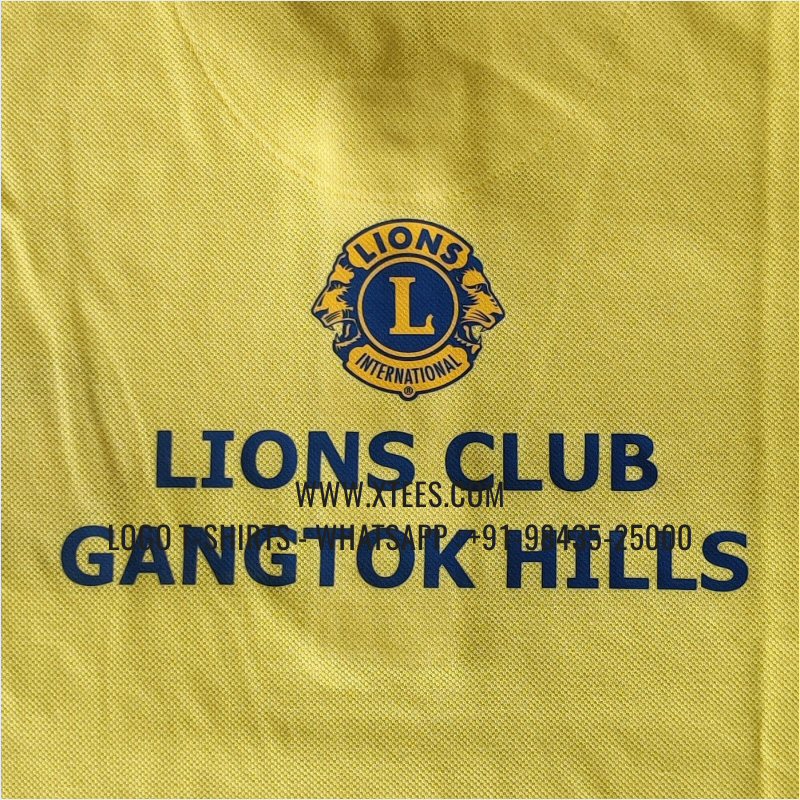 Lions Club T-Shirt | Collar Polo T-Shirt | 100% Cotton | 240 GSM Thick Pique Airtex Fabric | Yellow | Logo Embroidery