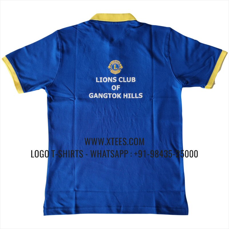 Lions Club T-Shirt | Dual Color Collar Polo T-Shirt | 100% Cotton | 240 GSM Thick Pique Airtex Fabric | Royal Blue | Logo Embroidery