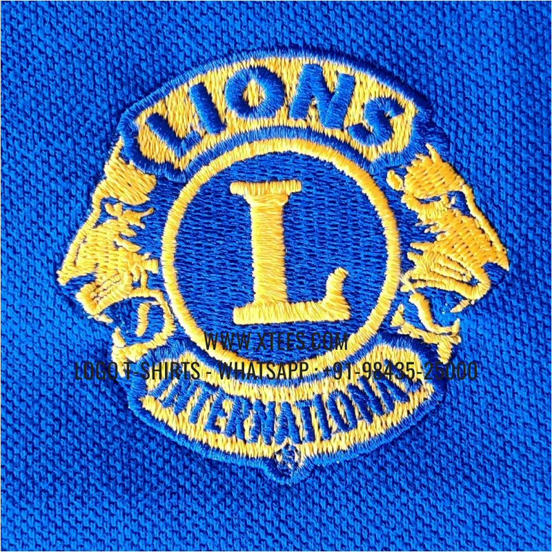 Lions Club T-Shirt | Dual Color Collar Polo T-Shirt | 100% Cotton | 240 GSM Thick Pique Airtex Fabric | Royal Blue | Logo Embroidery