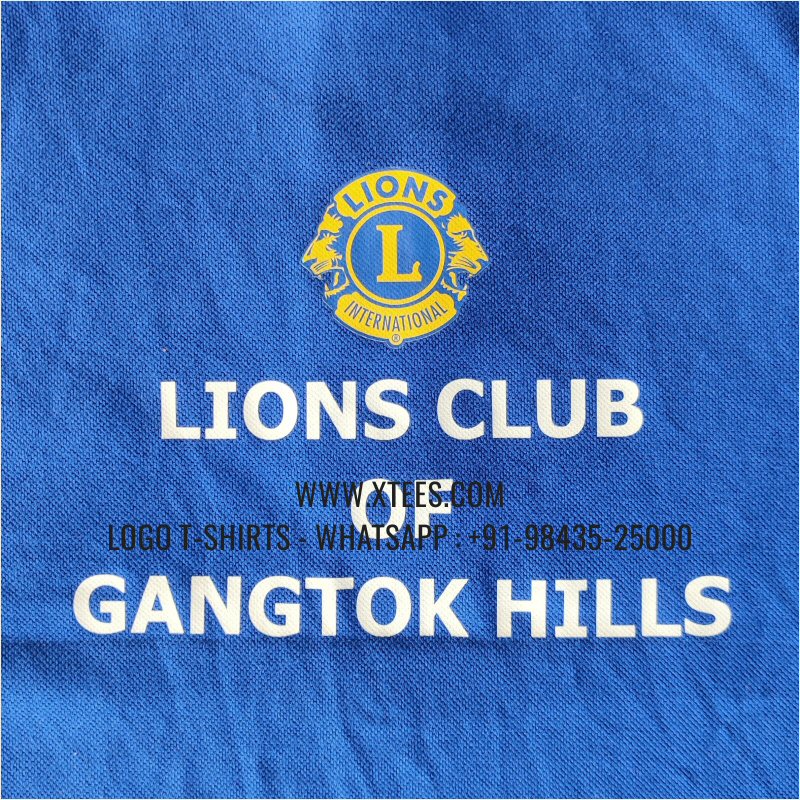 Lions Club T-Shirt | Dual Color Collar Polo T-Shirt | 100% Cotton | 240 GSM Thick Pique Airtex Fabric | Royal Blue | Logo Embroidery