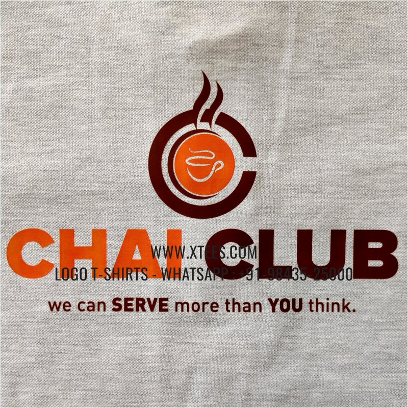 Chai Shop Tea Shop Uniform T-Shirt | Collar Polo T-Shirt | 100% Cotton | 240 GSM Thick Pique Airtex Fabric | White Melange | Logo Print