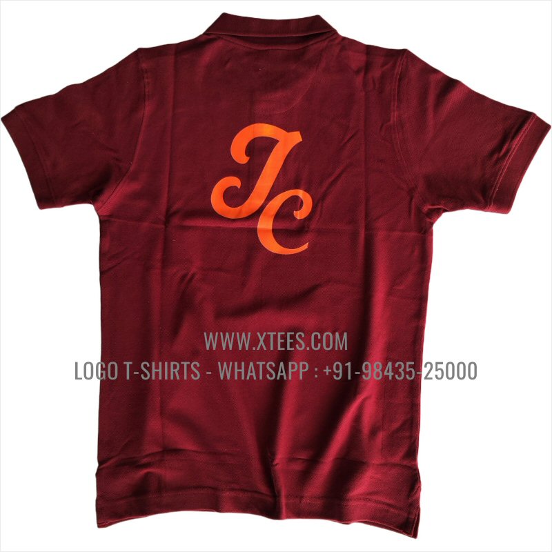 Coffee Shop Cafe Uniform T-Shirt | Collar Polo T-Shirt | 100% Cotton | 200 GSM Thick Pique Fabric | Burgundy | Logo Print