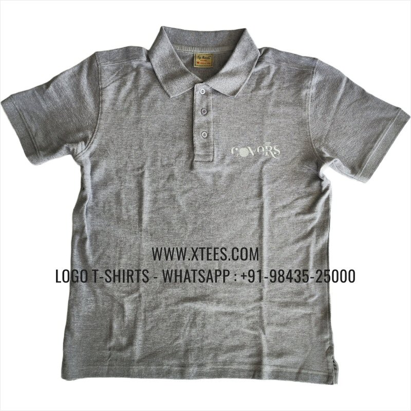 Event Photographers Uniform T-Shirt | Collar Polo T-Shirt | 100% Cotton | 240 GSM Thick Pique Fabric | Grey Melange | Logo Hi Res Digital Print