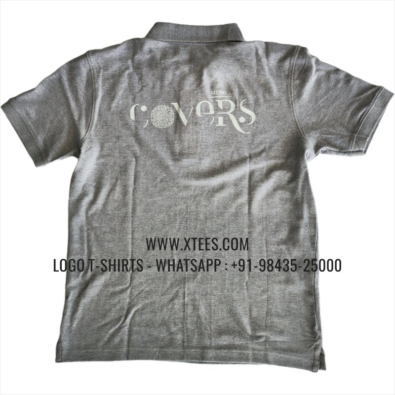 Event Photographers Uniform T-Shirt | Collar Polo T-Shirt | 100% Cotton | 240 GSM Thick Pique Fabric | Grey Melange | Logo Hi Res Digital Print