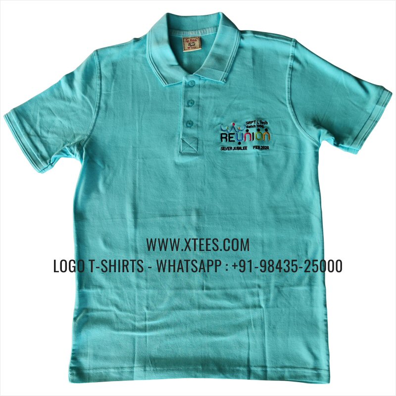 Alumni Reunion T-Shirt | Collar Polo T-Shirt | 100% Cotton | 200 GSM Thick Pique Fabric | Mint | Logo Embroidery
