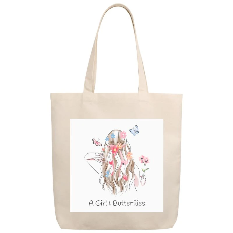 A Girl & Butterflies Tote Bag