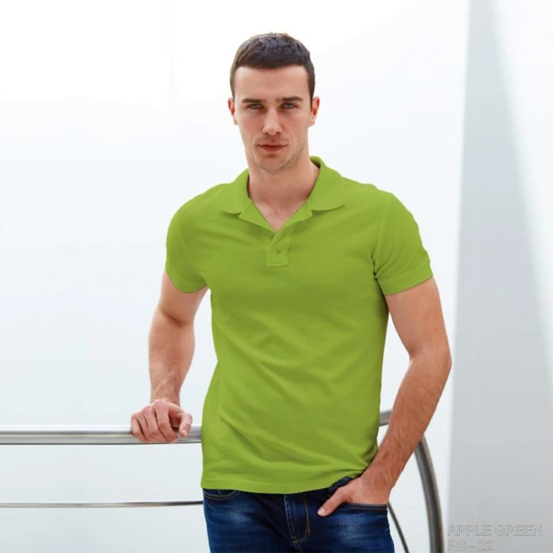 Apple Green Plain Collar Polo T-shirt - 100% Cotton Unisex - 260 GSM