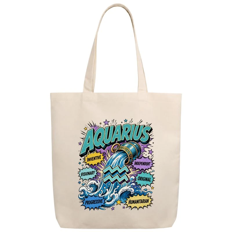 Aquarius Comic Zodiac Sign Tote Bag product image