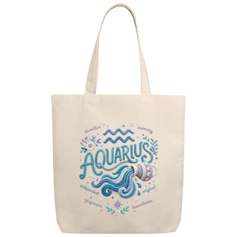 Aquarius Crochet Zodiac Sign Tote Bag product image