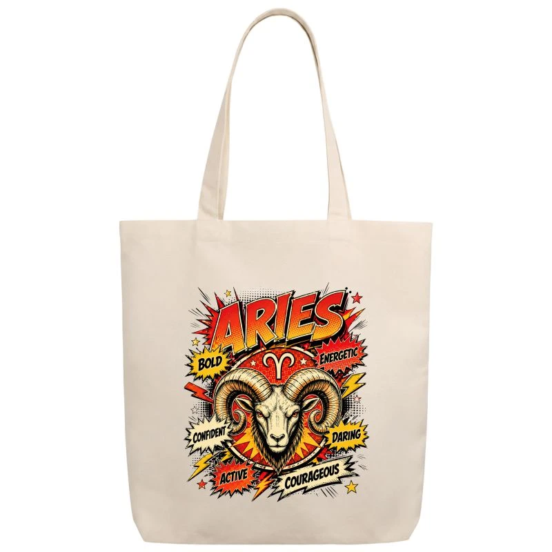 Aries Comic Zodiac Sign Tote Bag