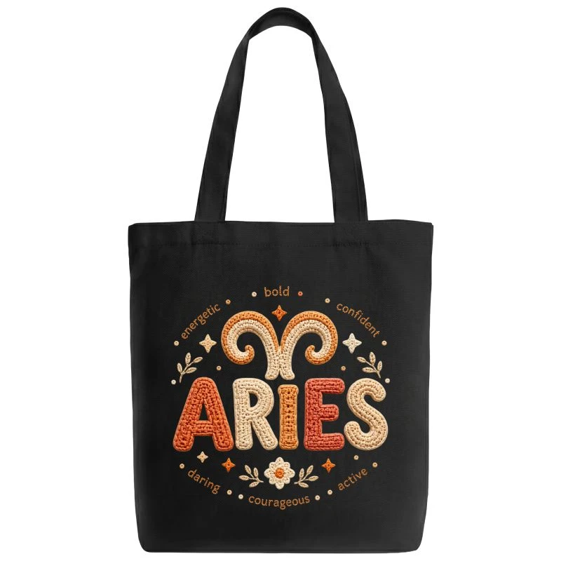 Aries Crochet Zodiac Sign Tote Bag product image