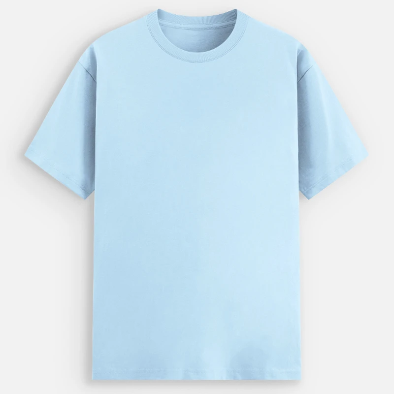 Baby Blue Plain Cotton Stretch Round Neck T-shirt - 240 GSM Unisex Regular Fit