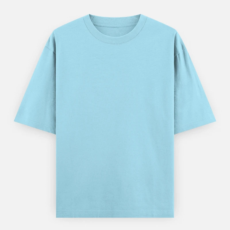 Baby Blue Plain Oversized Round Neck T-Shirt - 240 GSM Unisex