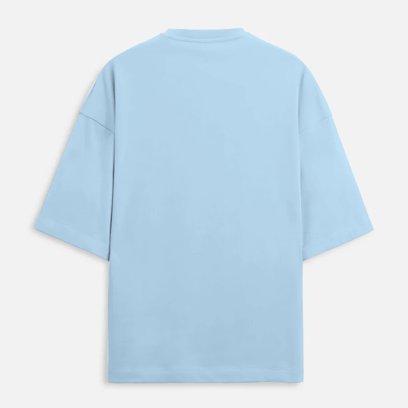 Baby Blue Plain Terry Oversized Round Neck T-Shirt product image