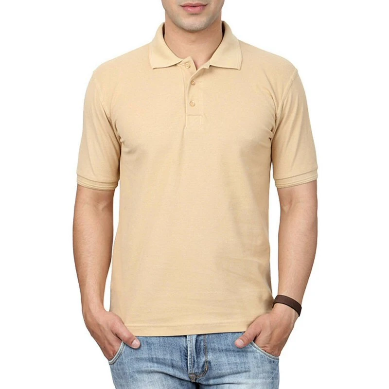 Beige Plain Collar Polo T-shirt - 100% Cotton Unisex - 240 GSM