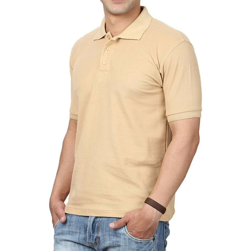 Beige Plain Collar Polo T-shirt - 100% Cotton Unisex - 240 GSM product image