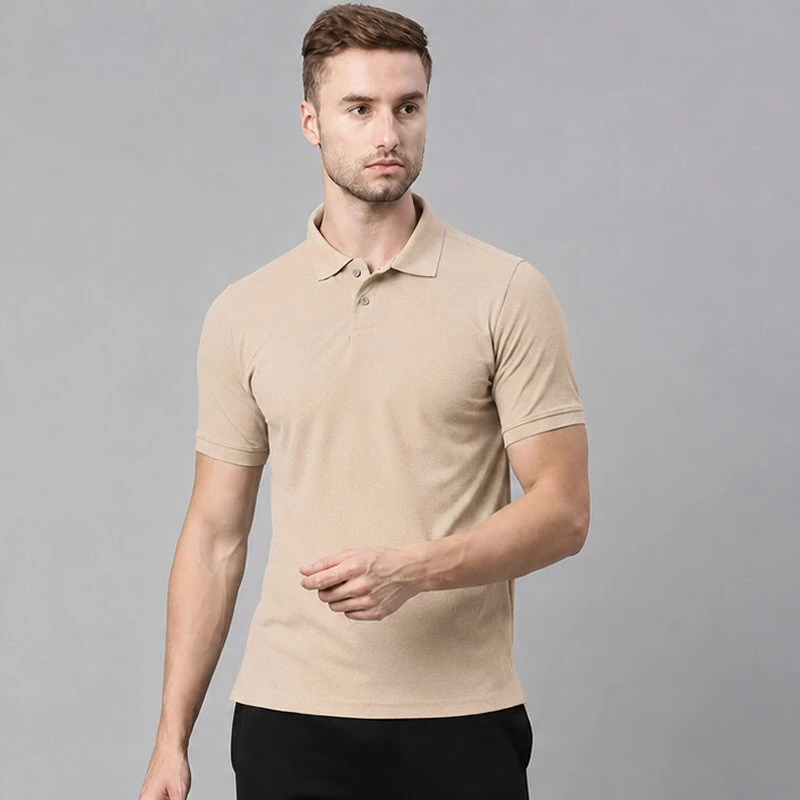 Beige Plain Mars Dry Fit Collar Polo T-shirt