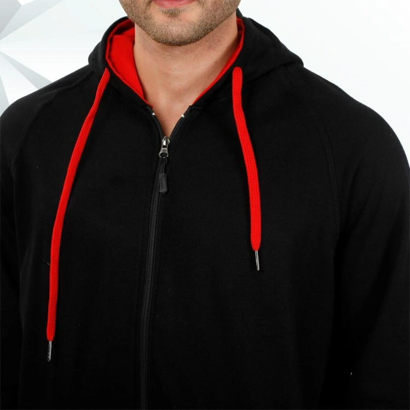 Black And Red Plain Zip Hoodie product image