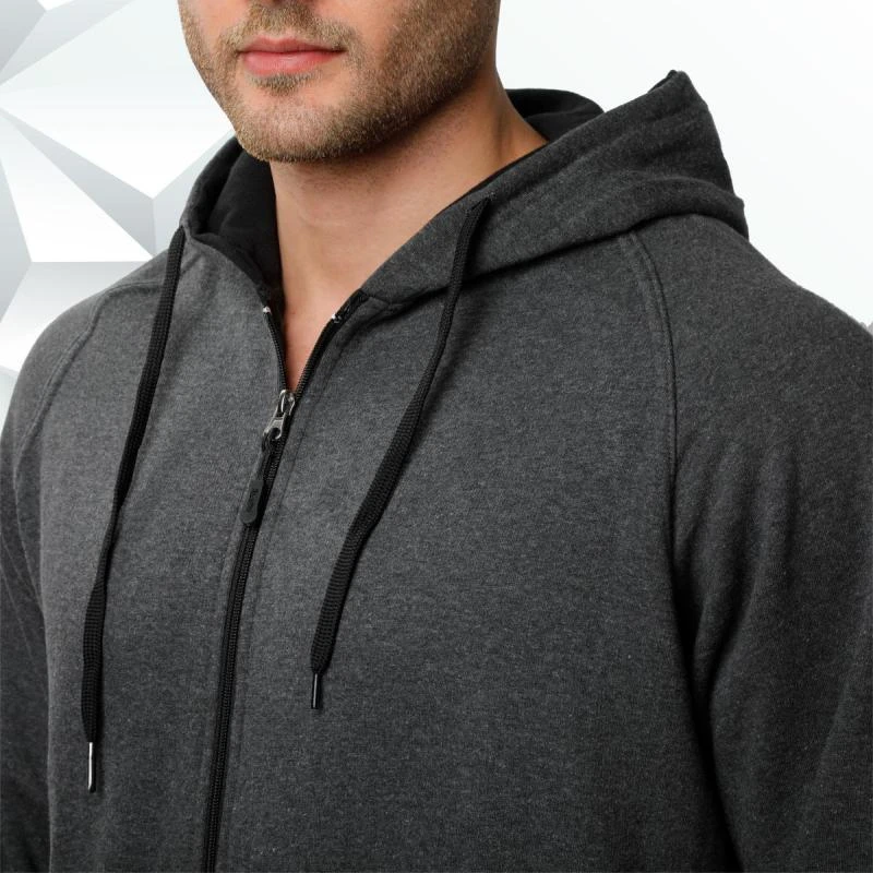Black Melange And Black Plain Zip Hoodie product image
