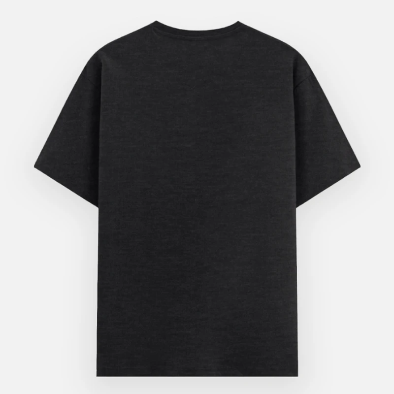 Black Melange Plain Poly Cotton Round Neck T-shirt product image