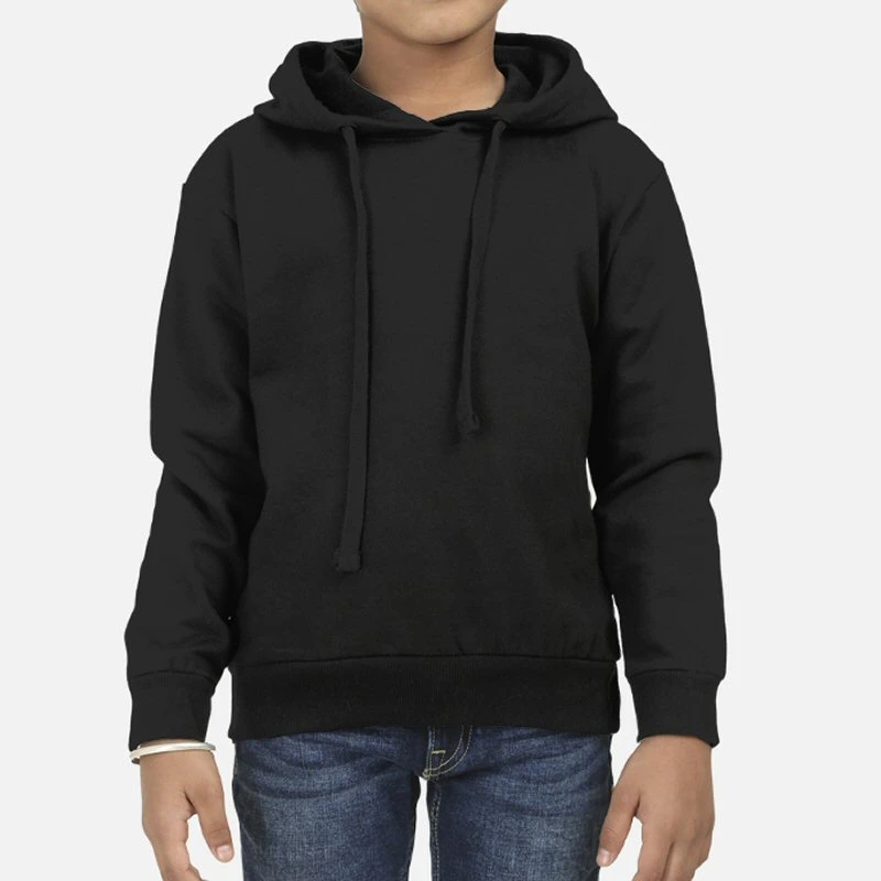 Black Plain Kids Hoodie – Unisex: Suitable for Boys & Girls