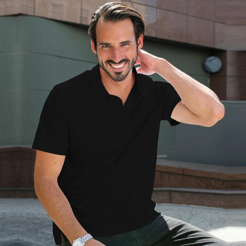 Black Plain Collar Polo T-shirt - 100% Cotton Unisex - 230 GSM product image