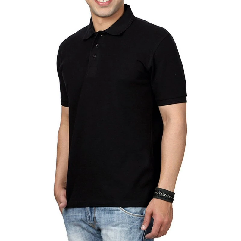 Black Plain Collar Polo T-shirt - 100% Cotton Unisex - 280 GSM product image