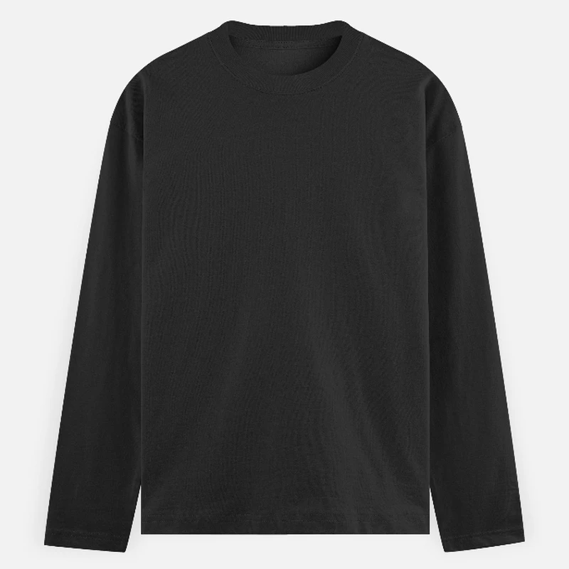Black Plain Full Sleeve Round Neck T-shirt