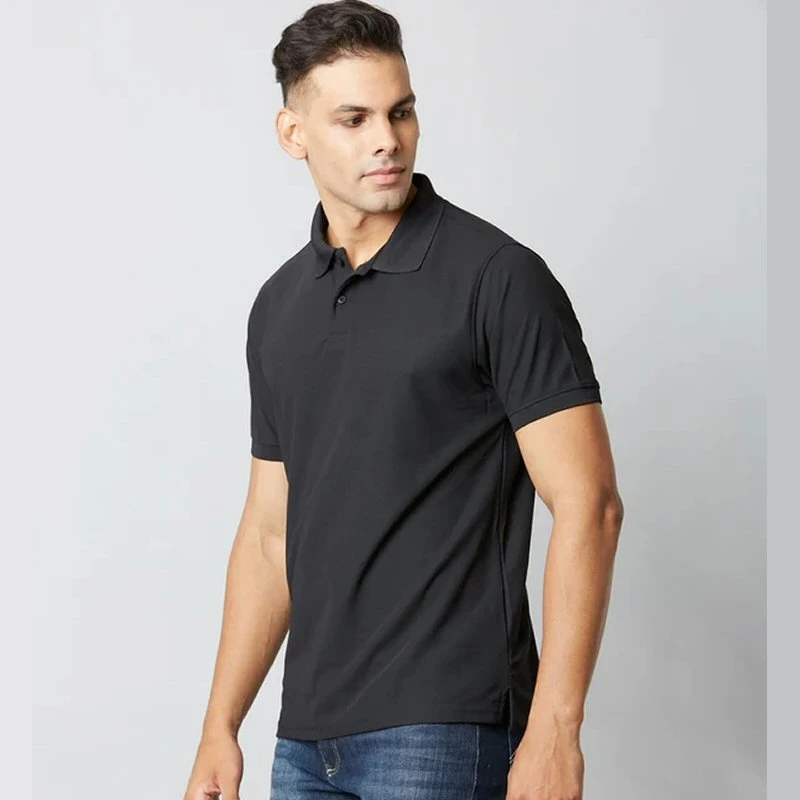 Black Plain Mars Dry Fit Collar Polo T-shirt product image