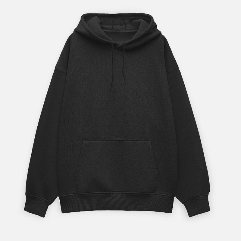 Black Plain Oversized Hoodie - Unisex Heavyweight 400 GSM Drop Shoulder
