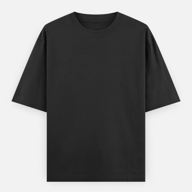 Black Plain Oversized Round Neck T-Shirt - 240 GSM Unisex