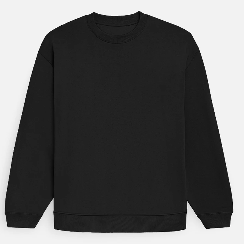 Black Plain Oversized Sweatshirt - Unisex Heavyweight 400 GSM Drop Shoulder