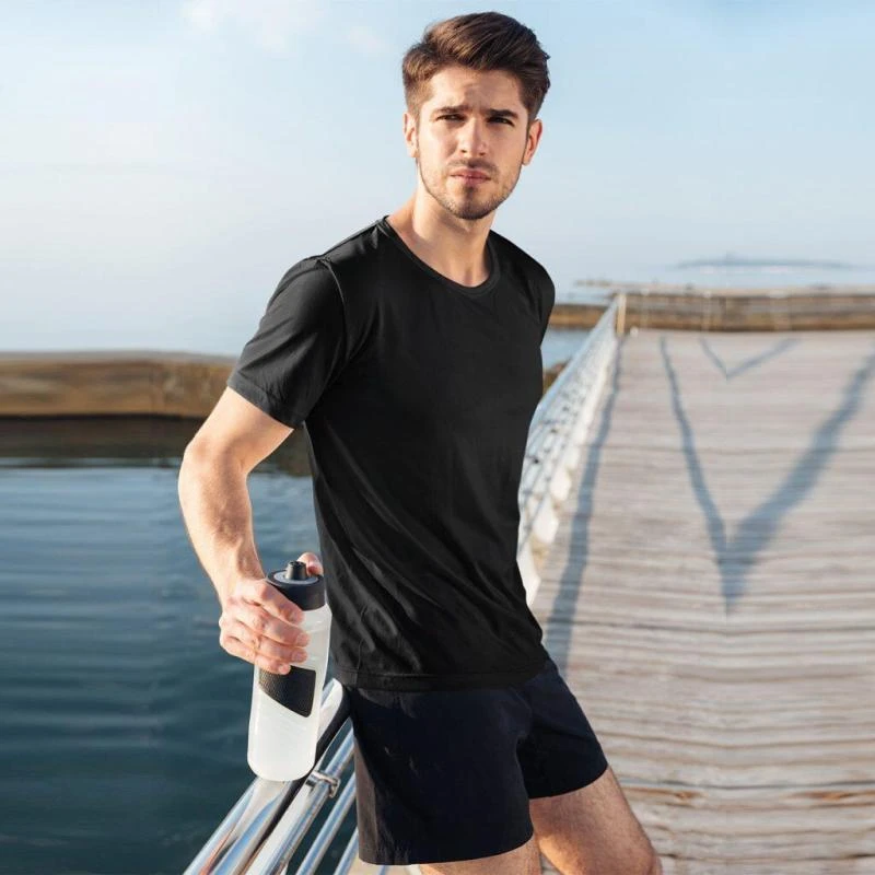 Black Plain Sports Dry Fit Round Neck T-shirt - Unisex
