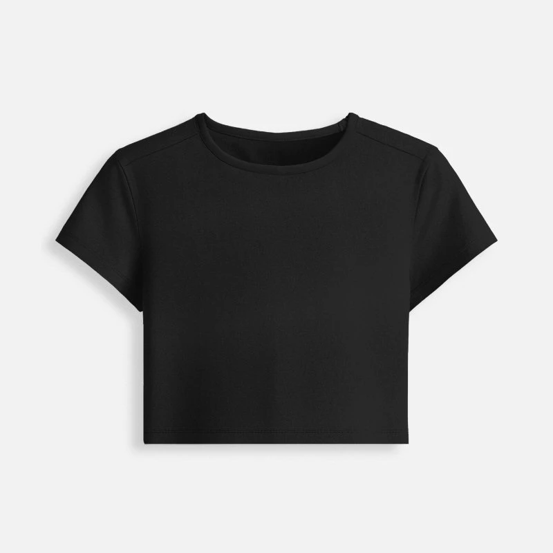 Black Plain Women Baby Tee