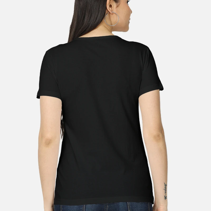 Black Plain Women Round Neck T-shirt product image