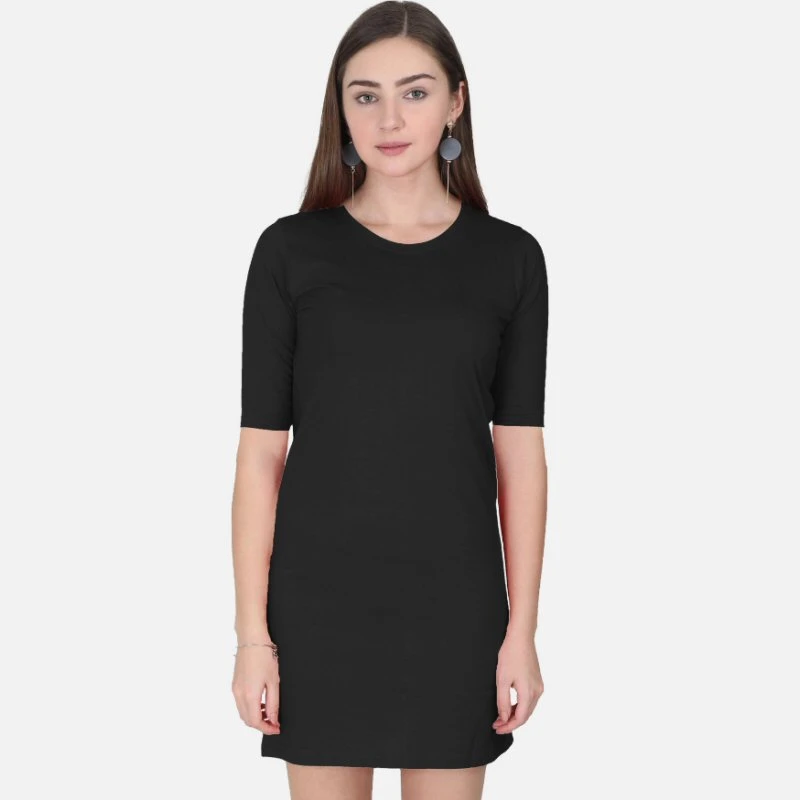 Black Plain Women T-Shirt Dress