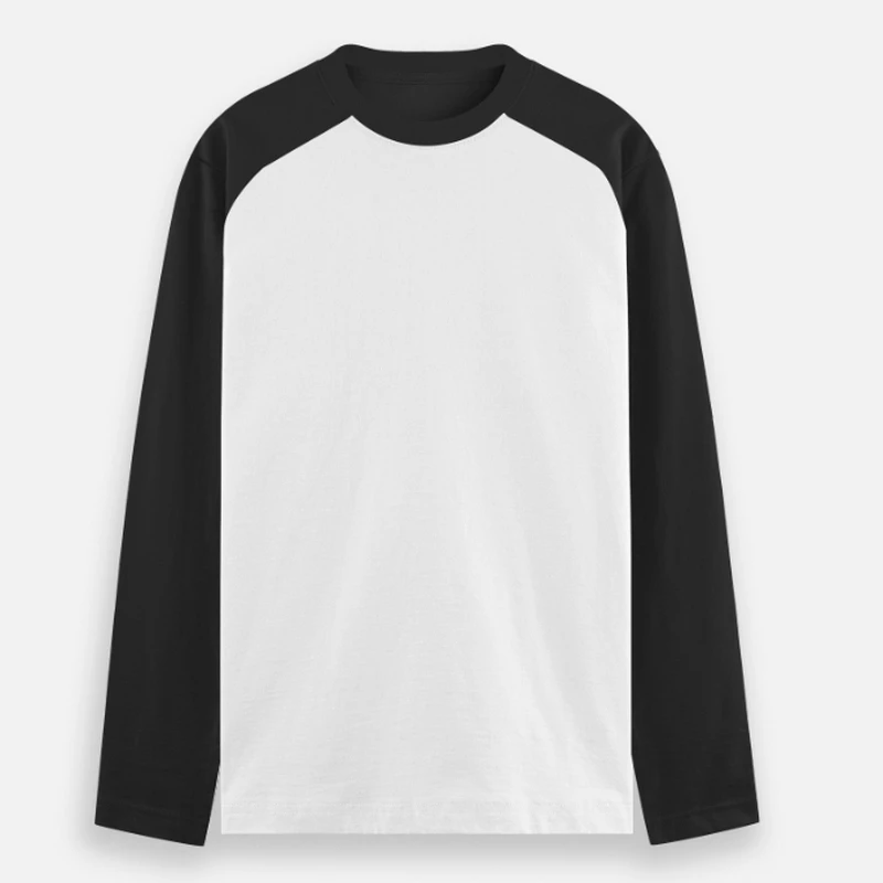 Black White Plain Raglan Full Sleeve Round Neck T-shirt