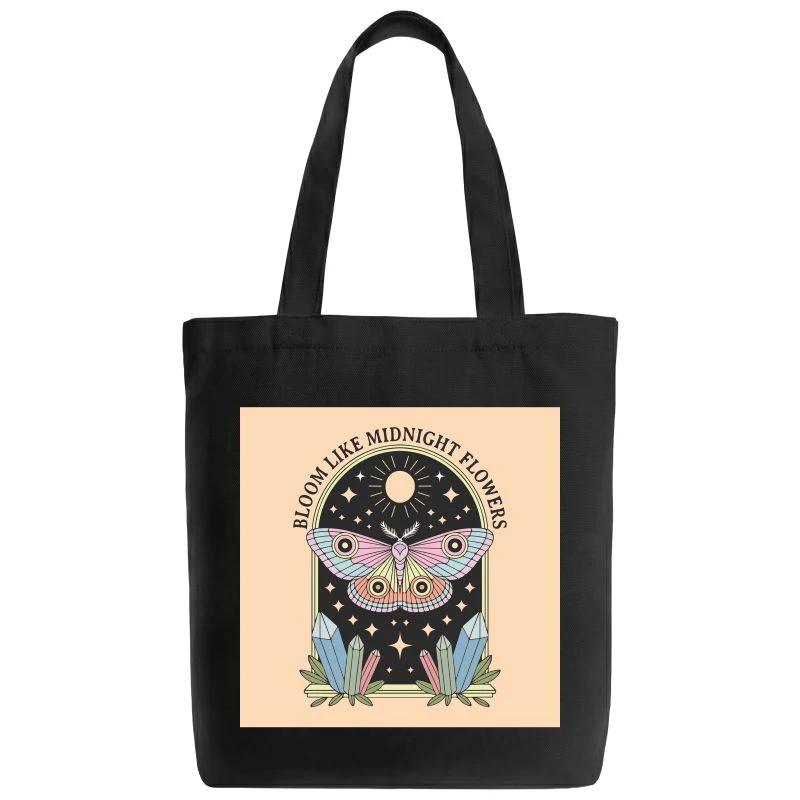 Bloom Like Midnight Flowers Tote Bag