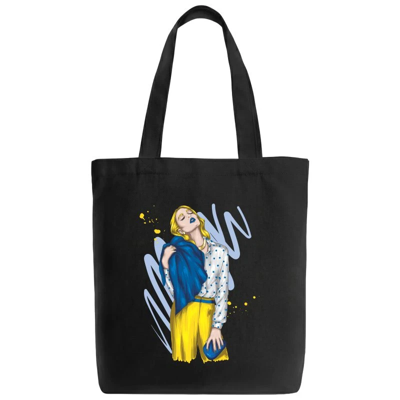 Blue & Yellow Woman Tote BaG product image