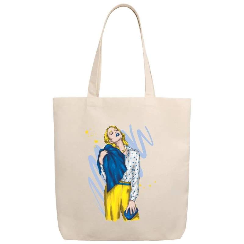 Blue & Yellow Woman Tote Bag