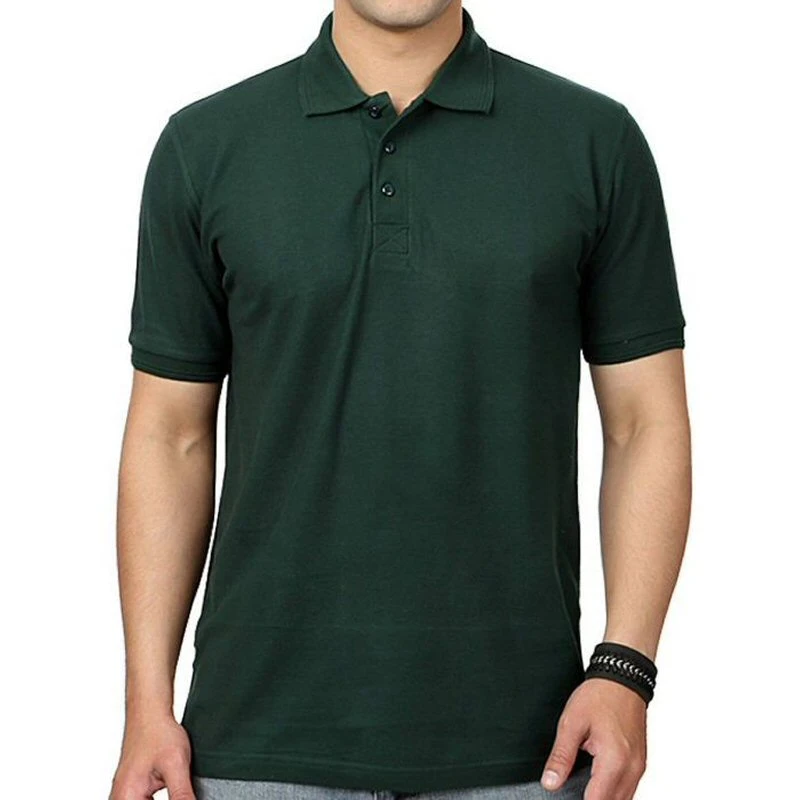 Bottle Green Plain Collar Polo T-shirt - 100% Cotton Unisex - 200 GSM