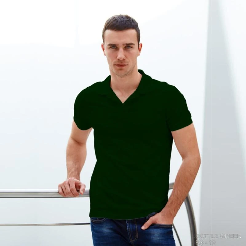 Bottle Green Plain Collar Polo T-shirt - 100% Cotton Unisex - 260 GSM