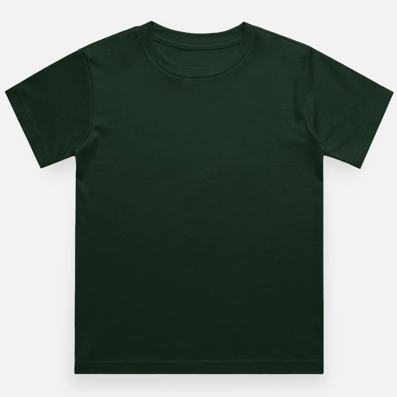 Bottle Green Plain Kids Round Neck T-shirt – Unisex: Suitable for Boys & Girls