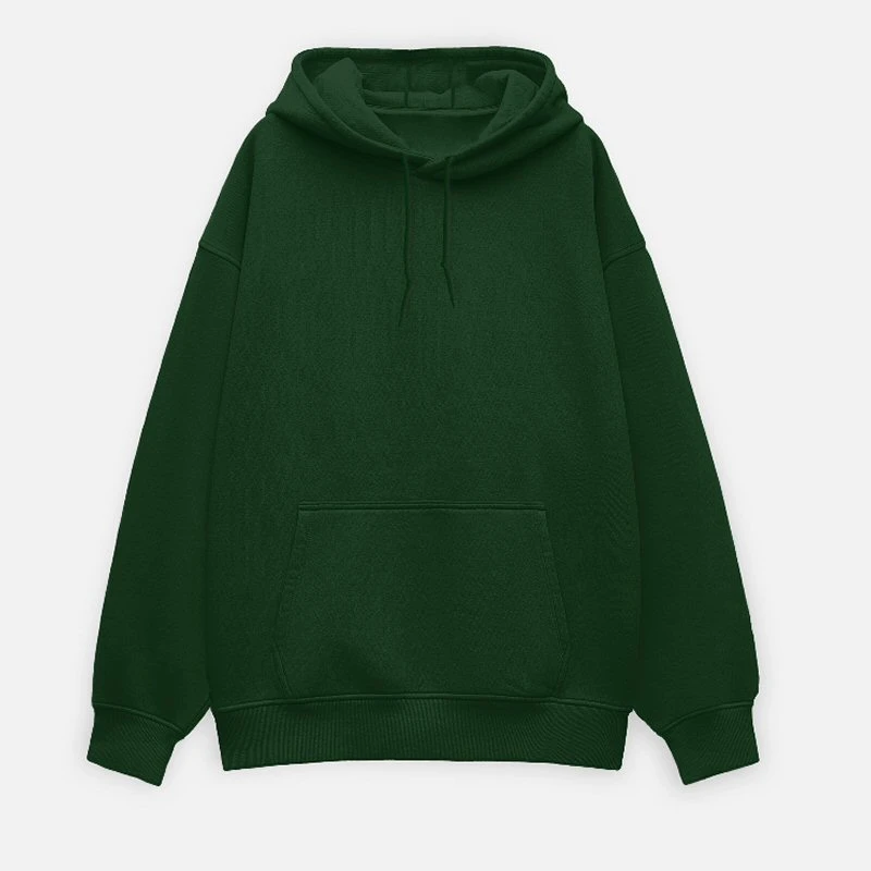 Bottle Green Plain Oversized Hoodie - Unisex Heavyweight 400 GSM Drop Shoulder